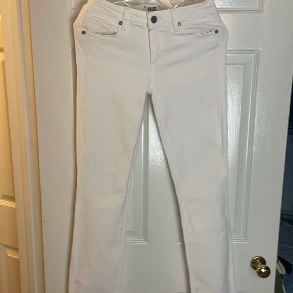 Paige Skyline Straight White Jeans